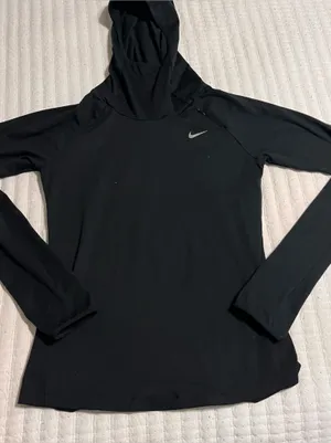 Nike Black Hooded Long-Sleeve Top with Reflective Swoosh thumbnail 1