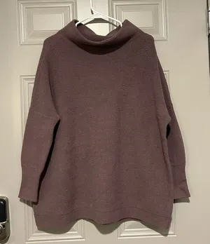 Free People XS Oversized Mauve Cowl Neck Sweater thumbnail 1