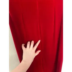 Vintage 90s Sz 4 Red Velvet Rhinestone Empire Waist Cap Sleeve Maxi Dress Gown thumbnail 13