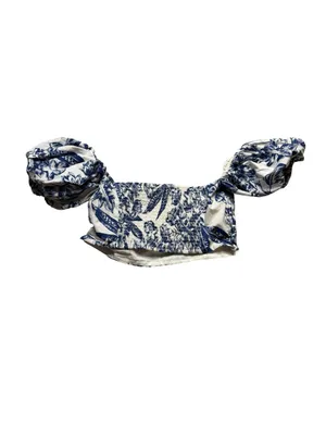 🌸 Abercrombie & Fitch Blue Floral Two Piece Set Top L Skirt LP 🌸 thumbnail 10