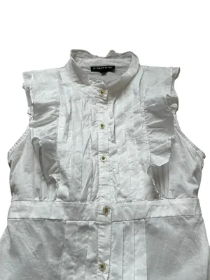 Vintage Rampage White Shirt Ruffles Pleated Front Tie Back Y2K Feminine Cottage thumbnail 2