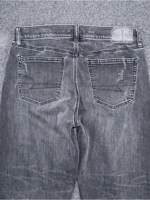 American Eagle Womens AE Ex Boyfriend Jeans Size 8 Short Black Gray Baggy Loose thumbnail 4
