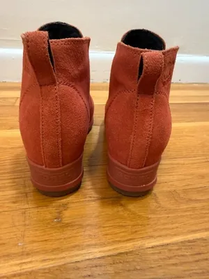 Sorel Evie Pull On Suede Wedge Heel Booties Lug Warp Red Sz 8 thumbnail 7