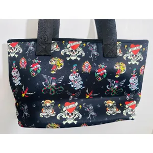 NWT Ed Hardy Black Tattoo Flash Skull Y2K Tote Shoulder Bag Charms Love‎ Kills thumbnail 3