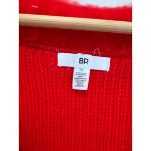 BP Mohair V‑Neck Oversized Red Sweater Sz1X NWT thumbnail 5