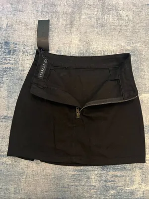 Lioness Princess Polly The Lola Black Side Slit Denim Mini Skirt Size 0 / XXS thumbnail 3