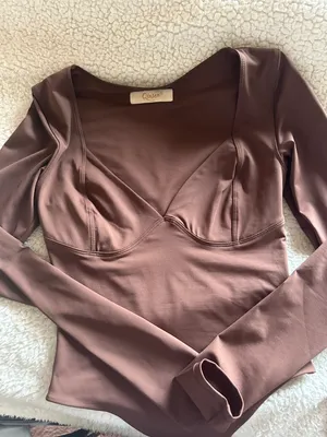 Brown Long Sleeve Bodysuit thumbnail 3