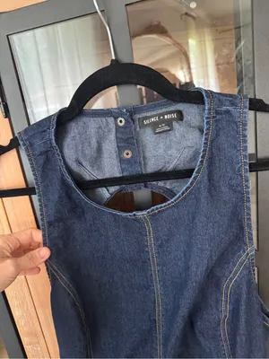 Silence + Noise Lilith Denim mini dress open back Cutout Shift dark wash UO thumbnail 5