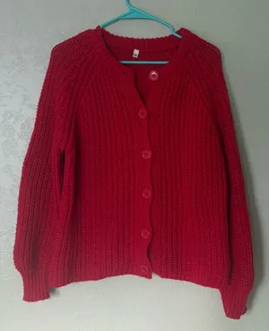 Amazon red button down sweater thumbnail 1