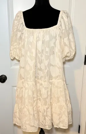 Jacquie the Label Cream Floral Babydoll Mini Dress Sz Large Bridal Indie Sleeze thumbnail 1