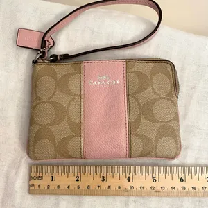 Coach Signature Pink and Tan Wristlet thumbnail 4