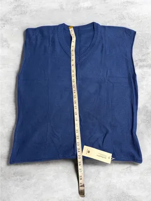Saodimallsu Blue Knit V-Neck Sweater Vest - Size XL Oversized thumbnail 2