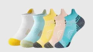 Quality Unisex Athletic Tab Socks 5 Pairs Low Cut Colorful Casual One Size NEW thumbnail 1
