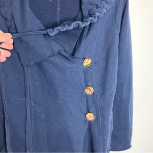 Lucky Brand navy blue 100%‎ cotton jacket casual boho women’s size large buttons thumbnail 3