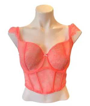 VICTORIA’S SECRET Dream Angels Lace Cap Sleeve Corset Top Neon Nectar Size M DD thumbnail 1