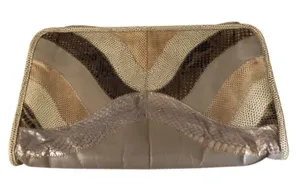 Vintage Snakeskin Patchwork Shoulder Bag Neutral Wave Boho Retro Purse thumbnail 1