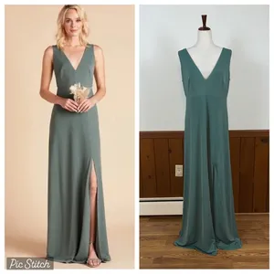Stunning New Birdy Grey Shamin Crepe Sea Glass Gown! thumbnail 2