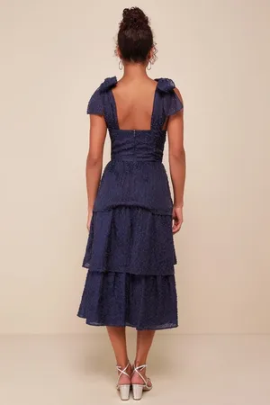 NWT Lulu’s Navy Midi Dress thumbnail 2