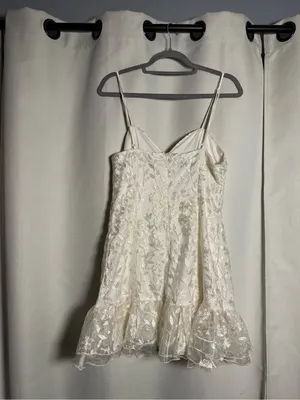 Lulus Lavish Lifestyle White Embroidered Ruffled Mini Dress Size Large thumbnail 6