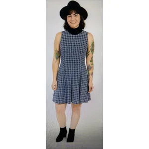 Altar'd State Medium Dress Fit & Flare Sleeveless Pleated Blue vintage lined thumbnail 2