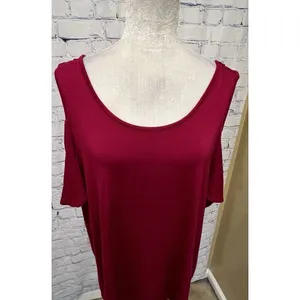 LANE BRYANT TOP BLOUSE COLD SHOULDER TIE BACK SWING TEE Size 18/20 Stretch thumbnail 3