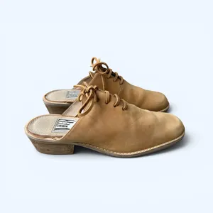 Vintage 90s Mixed Blues Charlene Tan Leather Lace-Up Mule Clogs Women’s Size 7.5 thumbnail 9