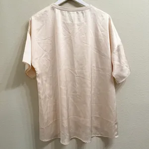 Ellison‎ Satin Pajama Set SS Top and Shorts Beige Size Large Neutral Comfy Soft thumbnail 4