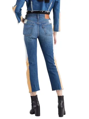 LEVIS Colorblock High-Rise MOTO SHOW TEETH ZIPPER CUFF Jeans 27 thumbnail 6