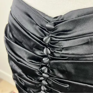 NWT Retrofête Ina Black Silk Satin Ruched Mini Skirt M Holiday Party thumbnail 11