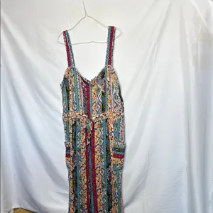 Anthropologie Calais floral boho jumper romper wide legs relaxed fit pockets XL thumbnail 4