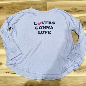 Free Press Purple Lovers Gonna Love Long Sleeve Loose Fit Shirt Women’s Large thumbnail 1