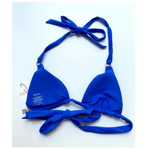 Quince Italian Ring Triangle Bikini Swim Top Electric Blue Size Small NEW thumbnail 4
