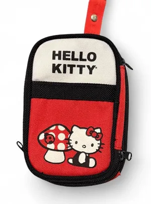 Hello Kitty red & black pouch with white mushroom and Hello Kitty graphic thumbnail 1