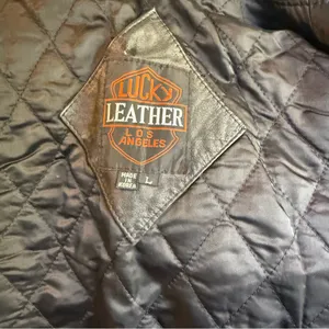 Vintage Lucky Leather moto large retro boho jacket y2k‎ whimsi goth animal print thumbnail 7