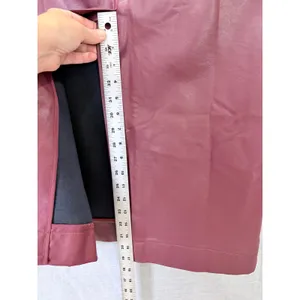 NWT Maeve Anthropologie Burgundy Faux Leather Midi Skirt M Pencil Pockets thumbnail 10