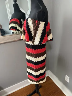Judith March Y2K strapless multicolored crochet Mini dress size small. thumbnail 3