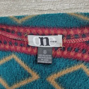 Vtg Aztec Southwest Fleece Shacket Womens Size Sm Red Green Pearl Button Up thumbnail 7