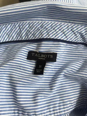 Talbots Embroidered Stripe Button-Down Shirt - Light Blue thumbnail 8