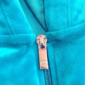 NWT Juicy By Juicy Couture Jumpsuit peacock Velour‎ Hooded Long Sleeve Zip Up L thumbnail 9