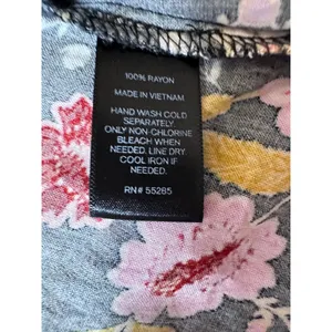 Express Floral Rayon Midi Sundress Black Pink Yellow Slit Smocked Back Women thumbnail 7