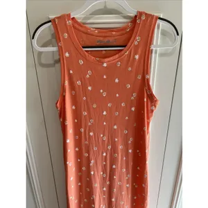 Eddie‎ Bauer Orange Floral Print Tank Maxi Dress Vacation Casual Beach Spring thumbnail 2