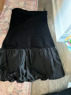 Edikted Black Bubble Skirt Ribbed Mini dress‎ size M thumbnail 6
