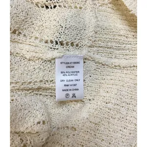 New ASTR Faux Wrap Pointelle Knit Long Sleeve Sweater Top Pullover Cream L thumbnail 11