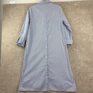 KikiShop Blue Pinstripe Shirt Dress Belted Coastal Grandma Minimalist Lagenlook thumbnail 3