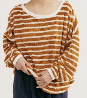 Free People Breton Striped Pullover Sweater‎ Medium XS Autumn Pearl thumbnail 1