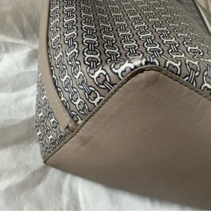 Tory Burch Gemini link large tote in grey coated canvas travel casual handbag thumbnail 7