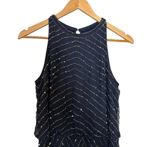 Adrianna Papell Navy Blue Sleeveless Blouson Beaded Cocktail Formal Gown Size 6 thumbnail 4