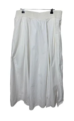 Emanuel Ungaro White Cotton Poplin Pleated Maxi Skirt Side Slit Size 6/40 thumbnail 1