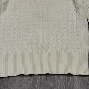 VTG 90s Tommy Hilfiger Womens Cream Cable Knit V-Neck Sweater Preppy Classic Med thumbnail 7