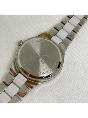 Anne Klein Women watch silver white tone rhinestones 33mm quartz 6” running thumbnail 5